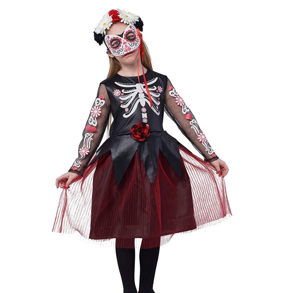 Skeleton bride girls costume 7-8 yrs